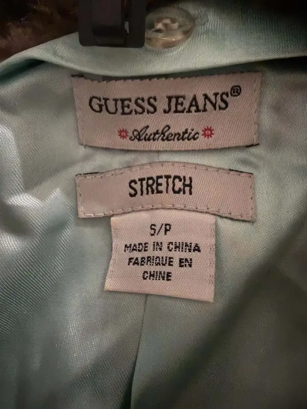 Guess Jeans Authentic Stretch Brown Plaid Cropped Jacket with Faux Fur Collar